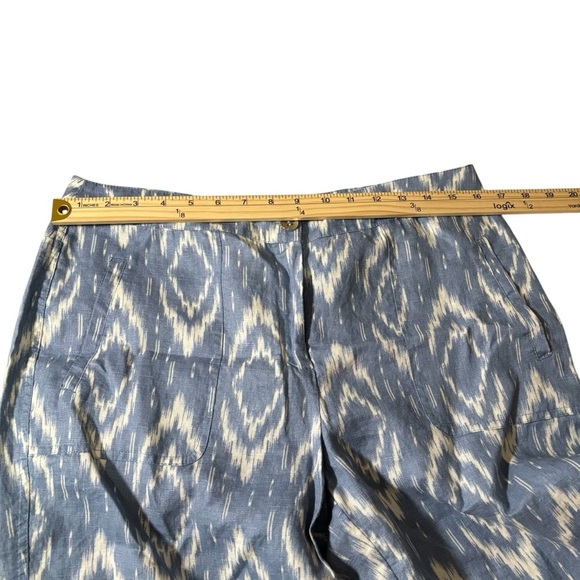 Chico's 100% Linen Ikat Print Wide Leg Pants Resortwear Vacation Preppy Small - Picture 13 of 16